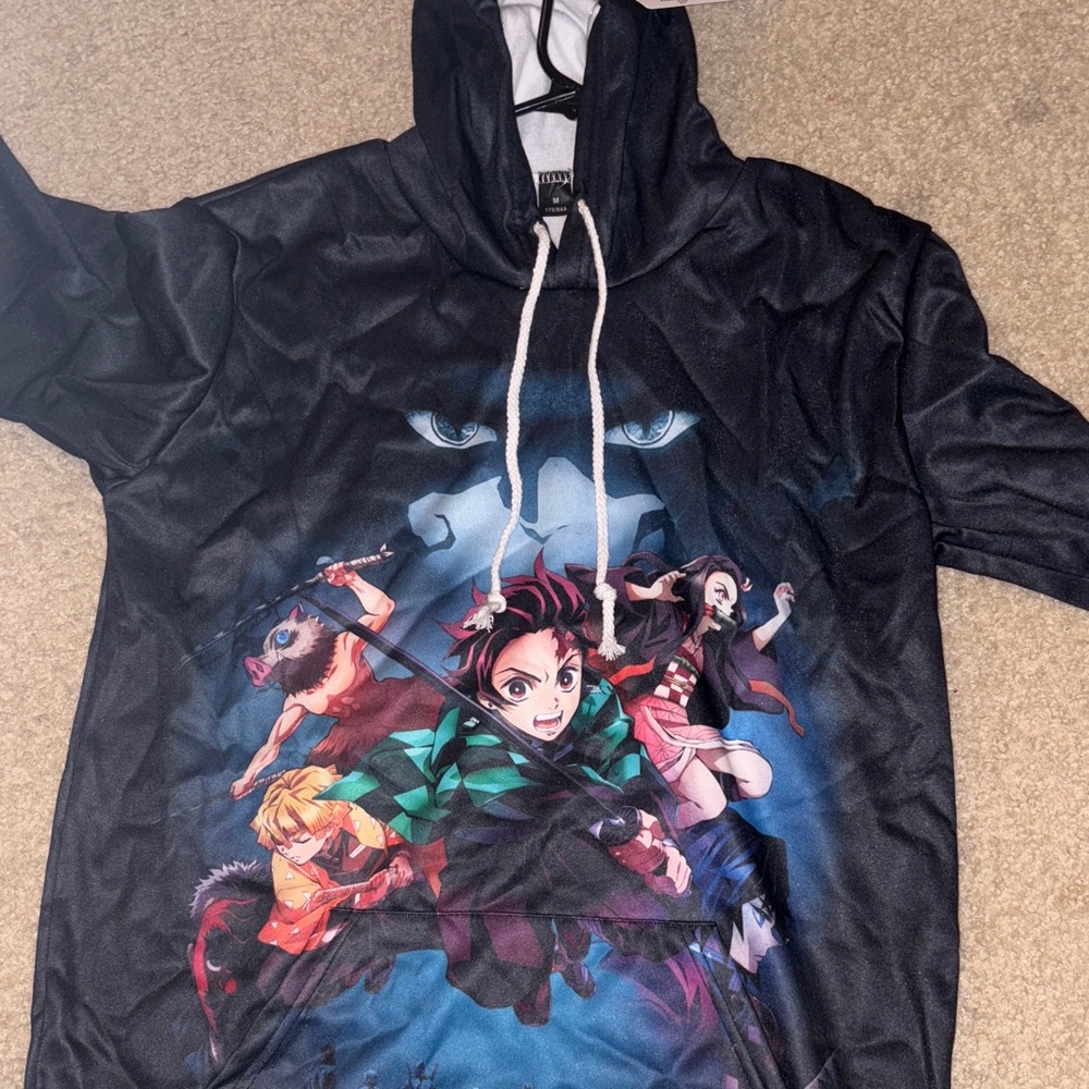 Anime Character Kids Hoodie - Black